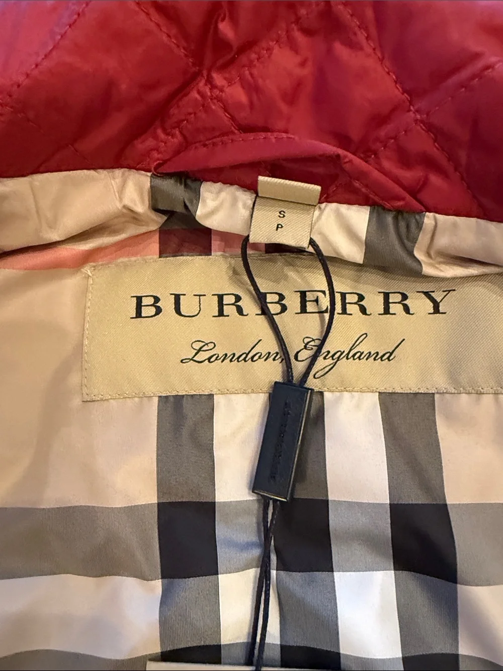 Burberry Quilted Crimson Red Sleeveless Zip Vest